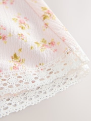 Pink Textured Floral Shirred Bardot Top & Skirt Set (3-16yrs) - Image 5 of 5
