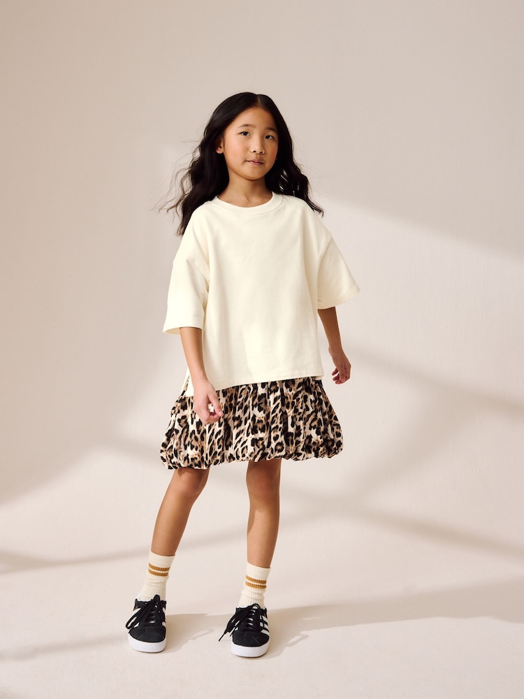 Cream Animal Print Bubble Skirt Dress (3-12yrs) - Image 2 of 8