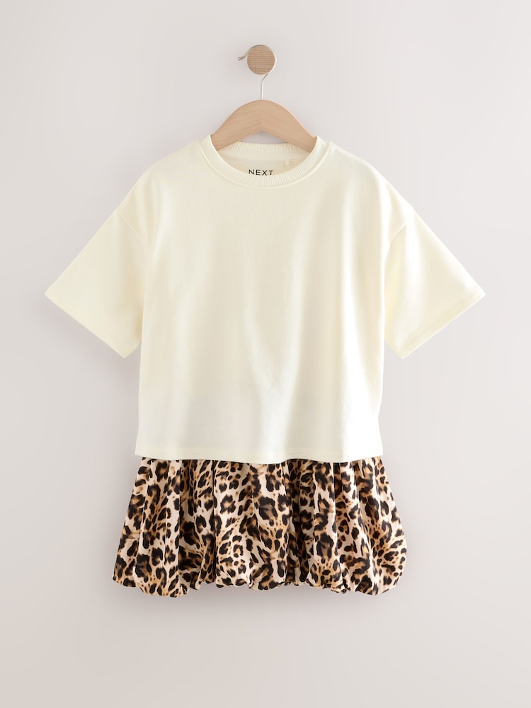 Cream Animal Print Bubble Skirt Dress (3-12yrs)