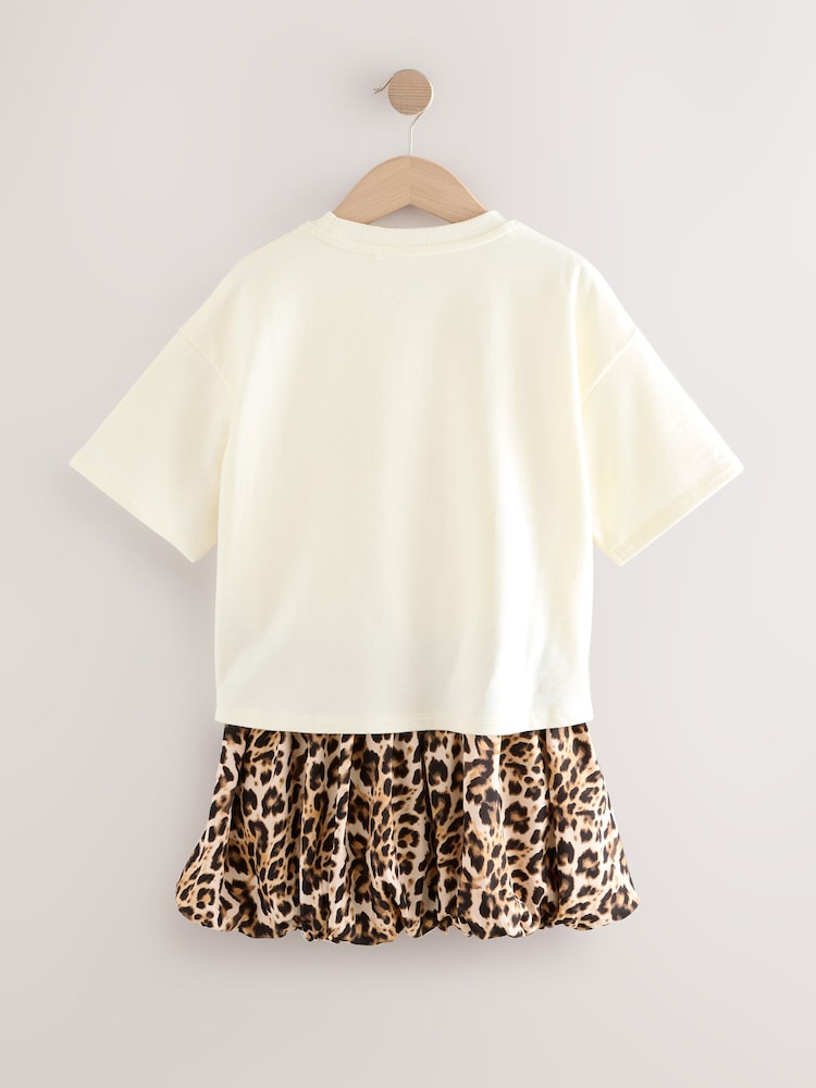 Cream Animal Print Bubble Skirt Dress (3-12yrs) - Image 6 of 8