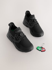 Black Standard Fit (F) Minecraft Elastic Lace School Trainers - Image 1 of 5