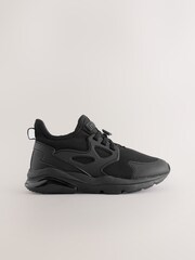 Black Standard Fit (F) Minecraft Elastic Lace School Trainers - Image 2 of 5