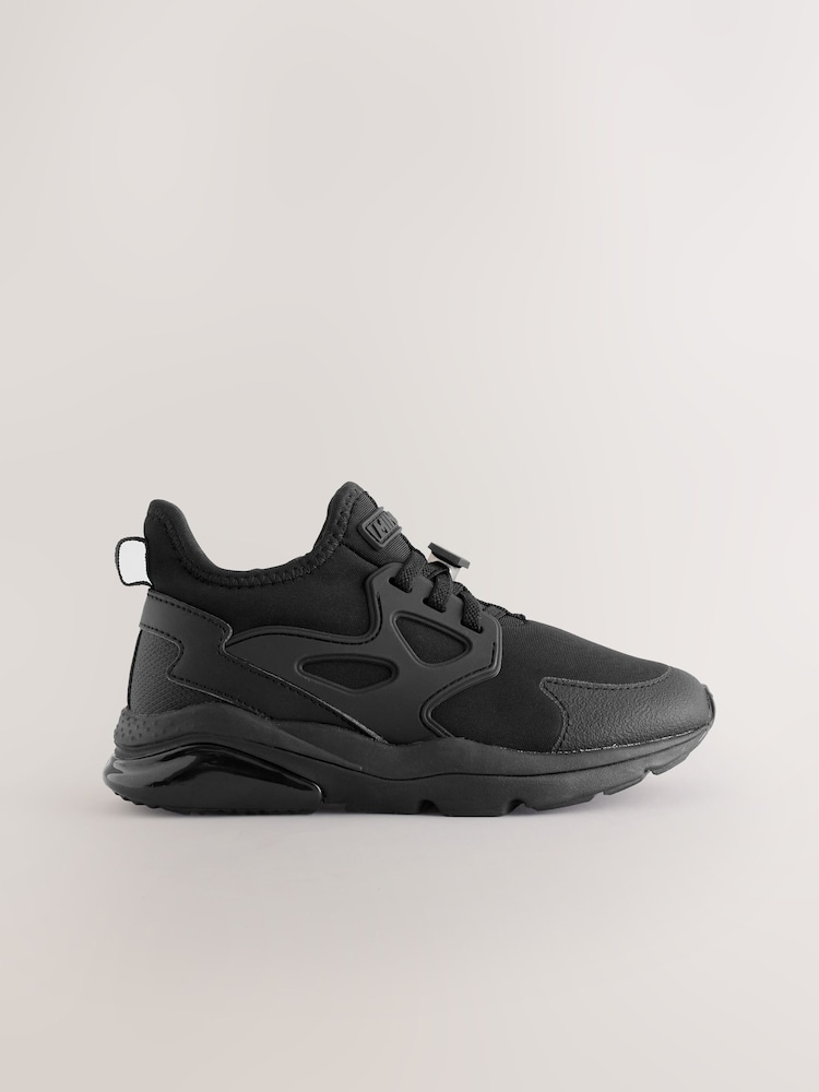 Black Standard Fit (F) Minecraft Elastic Lace School Trainers - Image 2 of 5