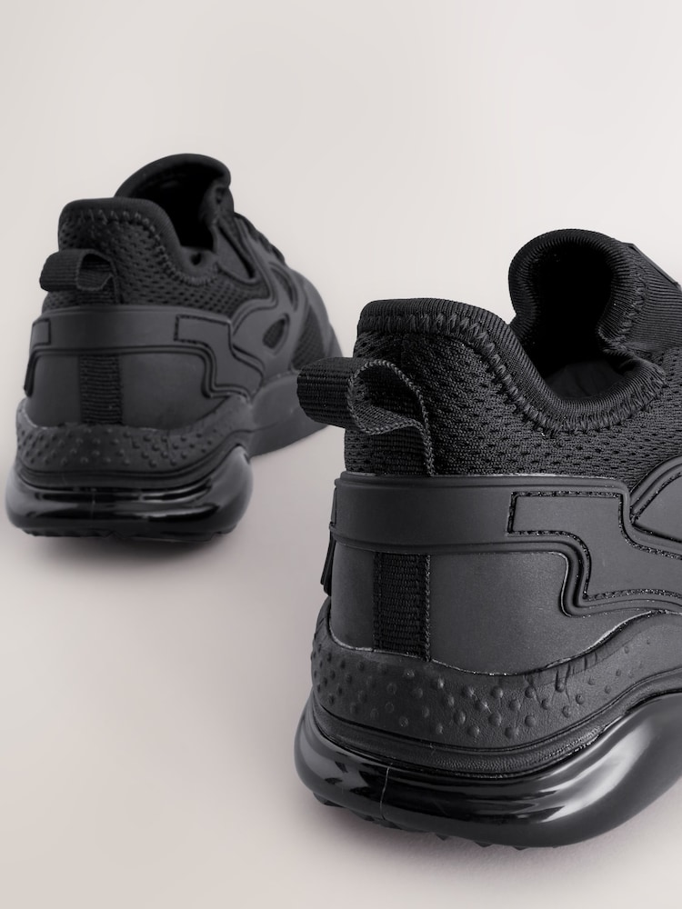 Black Wide Fit (G) Pull On School Trainers - Image 5 of 5