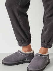 Hush Grey Padded Collar Shearling Snug Slippers - Image 1 of 4