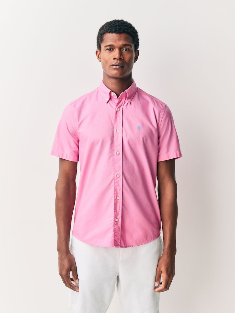 Pink Oxford Short Sleeve 100% Cotton Shirt - Image 1 of 4