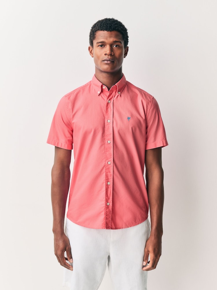 Pink Oxford Short Sleeve 100% Cotton Shirt - Image 1 of 7 Pink Oxford Short Sleeve 100% Cotton Shirt - Image 1 of 7