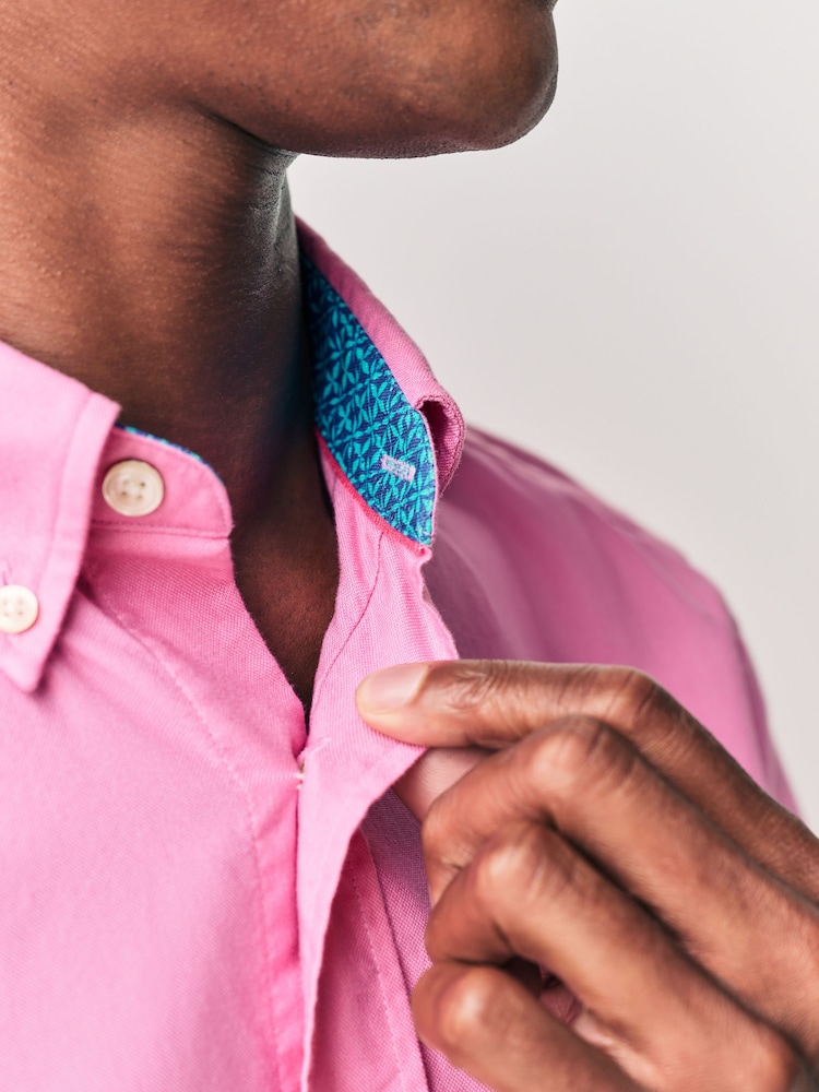 Pink Oxford Short Sleeve 100% Cotton Shirt - Image 4 of 4