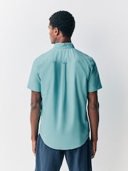 Teal Blue Oxford Short Sleeve 100% Cotton Shirt - Image 2 of 7
