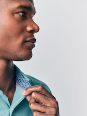 Teal Blue Oxford Short Sleeve 100% Cotton Shirt - Image 3 of 7