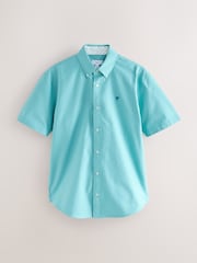 Teal Blue Oxford Short Sleeve 100% Cotton Shirt - Image 5 of 7