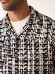 Monochrome Textured Check Short Sleeve 100% Cotton Shirt - Image 4 of 8