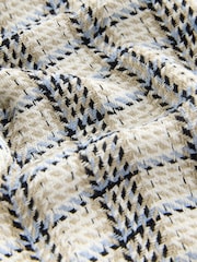 Ecru/Blue - Textured Check Short Sleeve 100% Cotton Shirt - Image 5 of 6