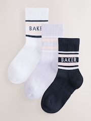 Marineblau/Weiß/Violett - Baker by Ted Baker Girls Socks 3 Pack - Bild 1 von 6