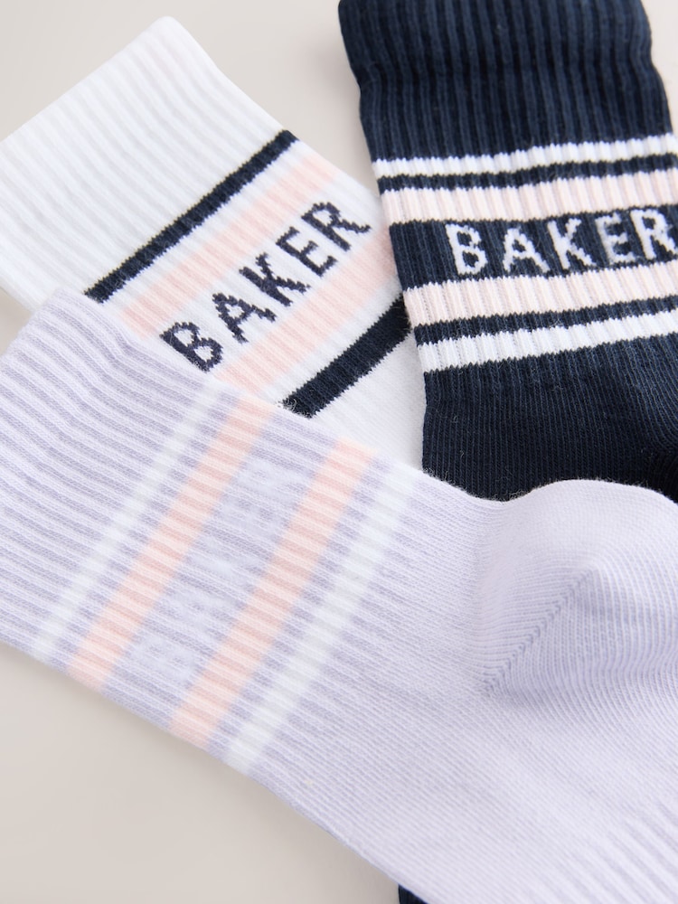 Marineblau/Weiß/Violett - Baker by Ted Baker Girls Socks 3 Pack - Bild 6 von 6
