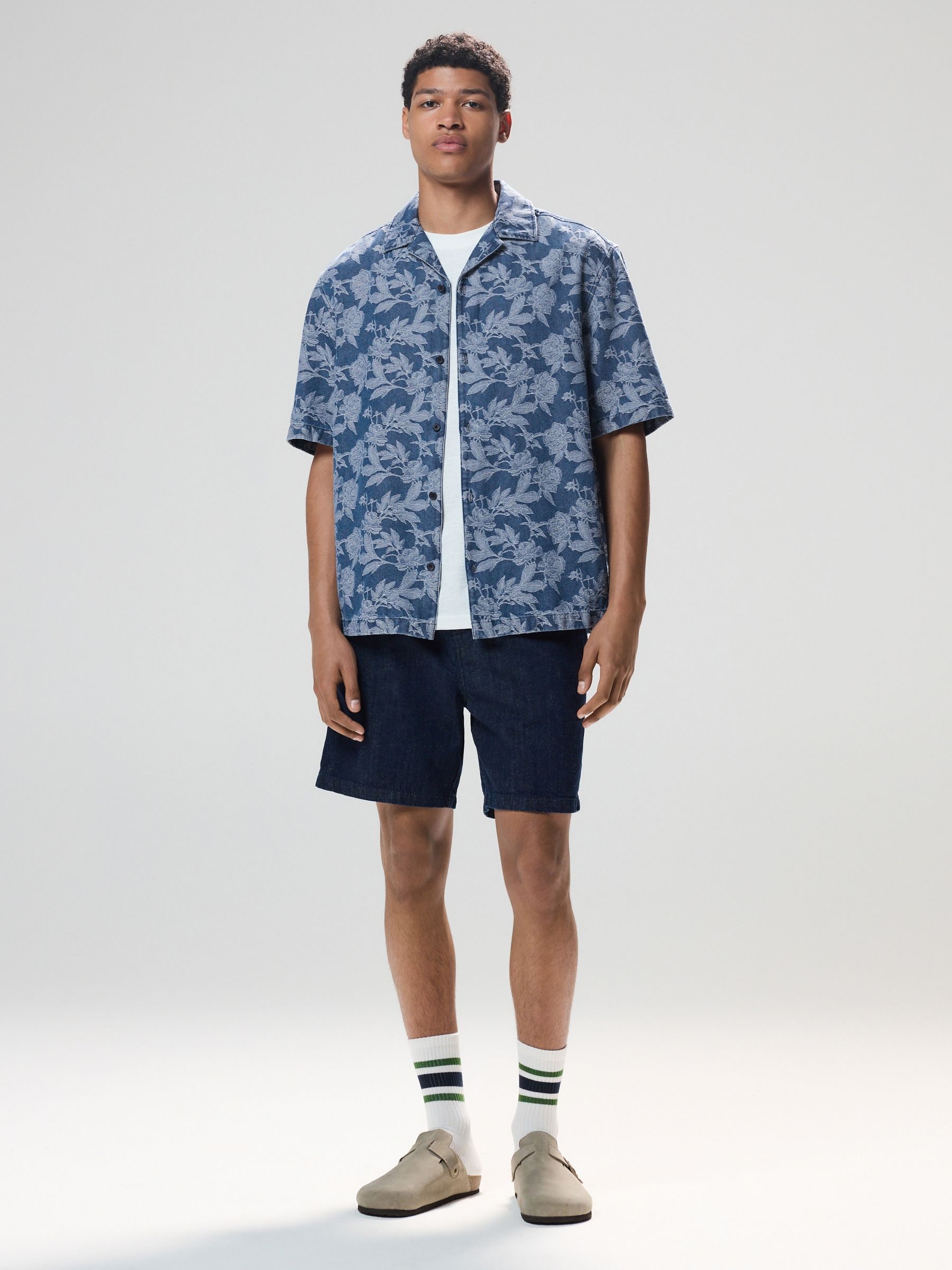 Buy Navy Blue Jacquard Printed Short Sleeve Shirt from Next USA