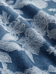 Navy Blue Jacquard Printed Short Sleeve Shirt - Image 8 of 9
