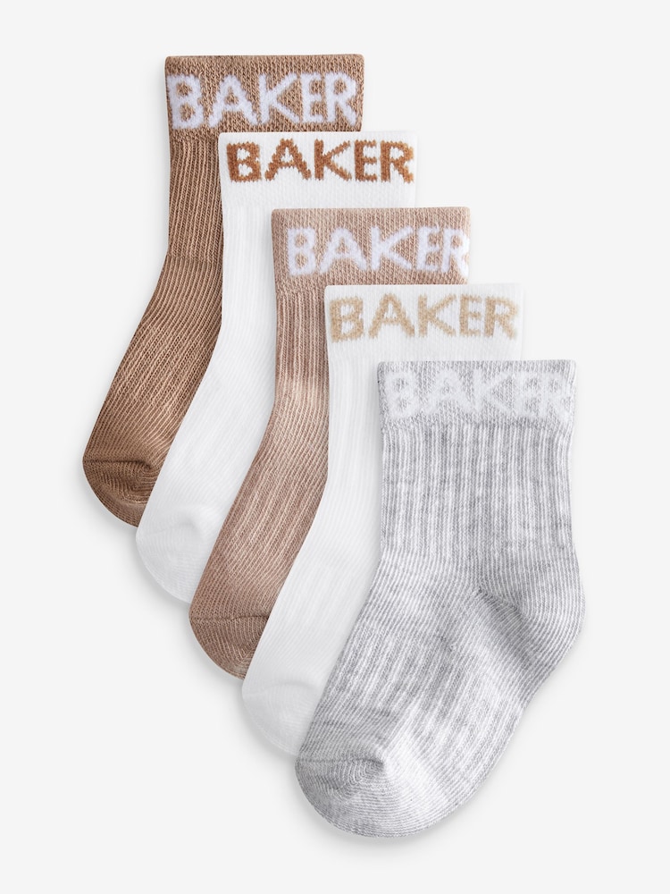 Baker by Ted Baker Baby Socks 5 Pack - Image 1 of 8 Baker by Ted Baker Baby Socks 5 Pack - Image 1 of 8