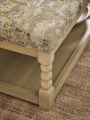 Non Buttoned Boucle Chenille Meadow Print Yellow Lancaster Upholstered Coffee Table - Image 2 of 8