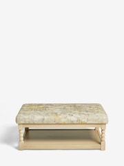 Non Buttoned Boucle Chenille Meadow Print Yellow Lancaster Upholstered Coffee Table - Image 3 of 8