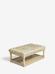 Non Buttoned Boucle Chenille Meadow Print Yellow Lancaster Upholstered Coffee Table - Image 6 of 8