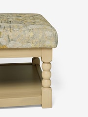 Non Buttoned Boucle Chenille Meadow Print Yellow Lancaster Upholstered Coffee Table - Image 7 of 8