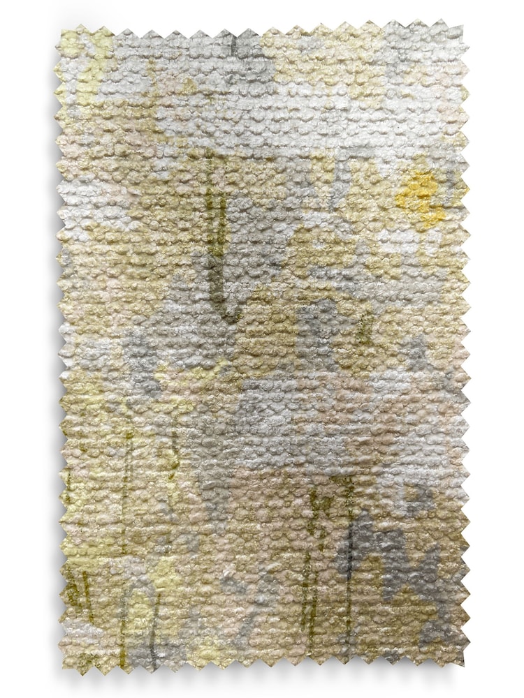 Non Buttoned Boucle Chenille Meadow Print Yellow Lancaster Upholstered Coffee Table - Image 8 of 8