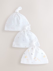 White Baby Tie Top Hats 3 Pack (0-12mths) - Image 1 of 6