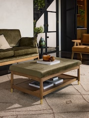 Plush Chenille Moss Green Flinton Upholstered Coffee Table - Image 1 of 7