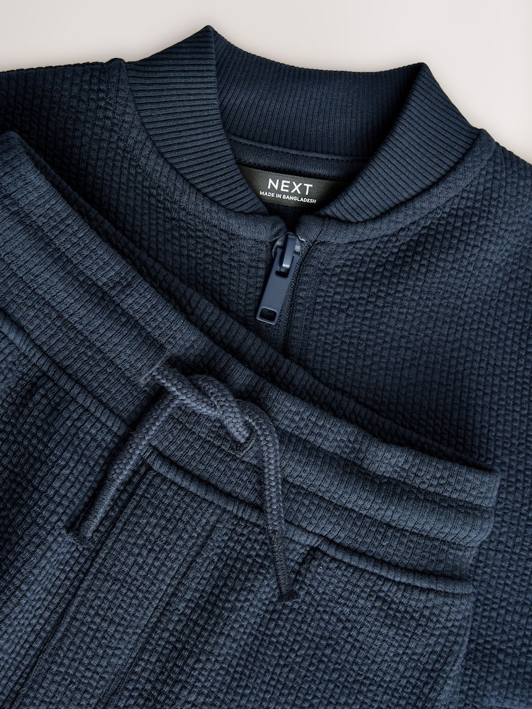 Bleu marine - Ensemble veste bomber et short en jersey (3mois-7ans) - Image 3 of 5