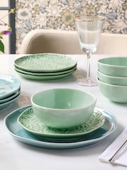 Clarke & Clarke Set of 4 Dark Teal Blue William Morris Designs Willow Boughs Dinner Plates - Image 1 of 1