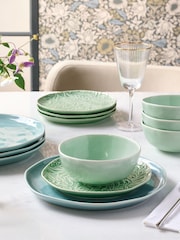 Clarke & Clarke Set of 4 Green William Morris Designs Willow Boughs Bowls - Image 1 of 1