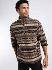 Weird Fish Cream Nash 1/4 Zip Jacquard Borg Fleece - Image 2 of 9