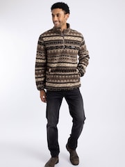 Weird Fish Cream Nash 1/4 Zip Jacquard Borg Fleece - Image 5 of 9