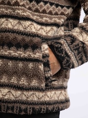 Weird Fish Cream Nash 1/4 Zip Jacquard Borg Fleece - Image 7 of 9