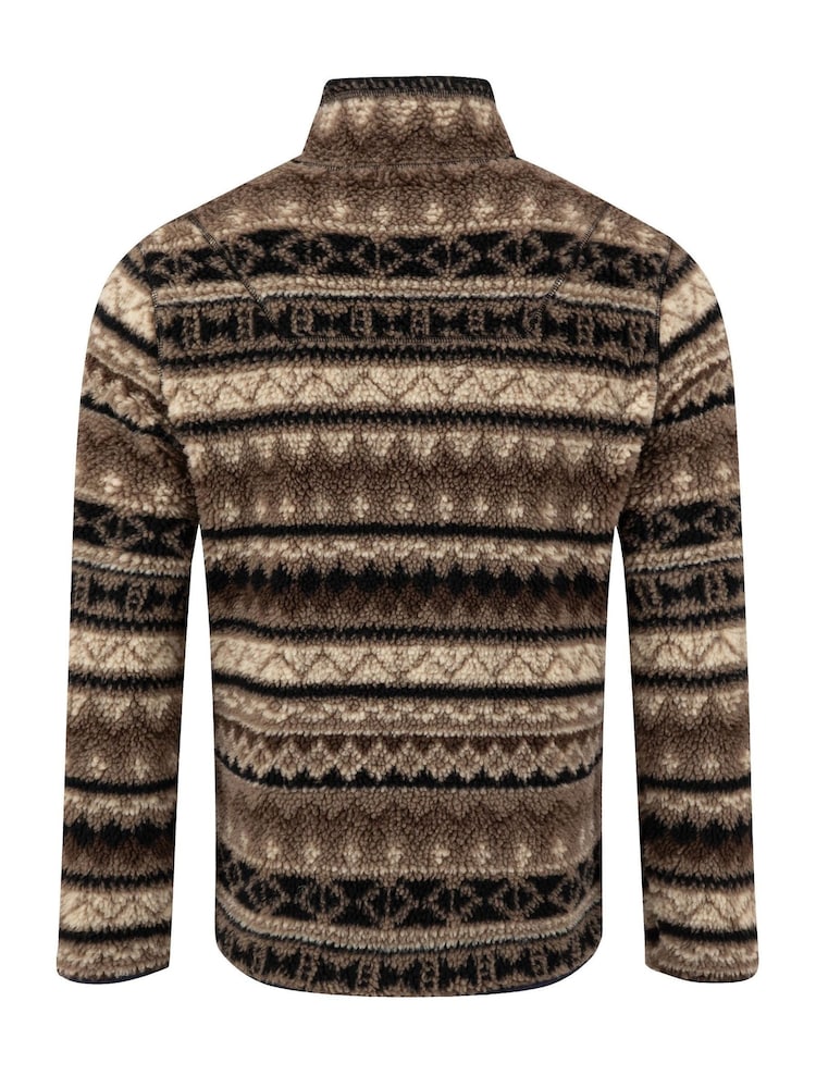 Weird Fish Cream Nash 1/4 Zip Jacquard Borg Fleece - Image 9 of 9