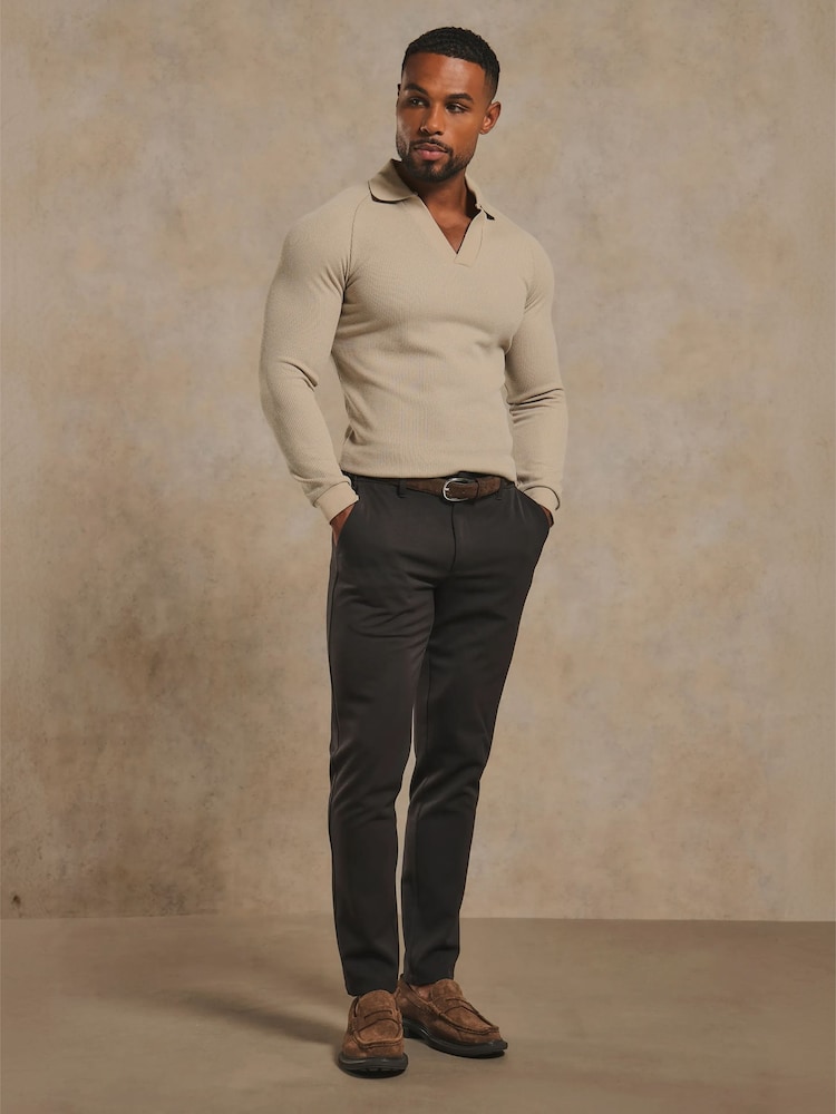 Tailored Athlete Natural Muscle Fit Textured Buttonless Polo Shirt - Image 1 of 7