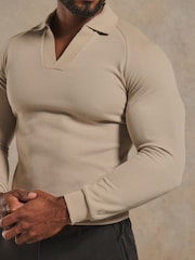 Tailored Athlete Natural Muscle Fit Textured Buttonless Polo Shirt - Image 6 of 7