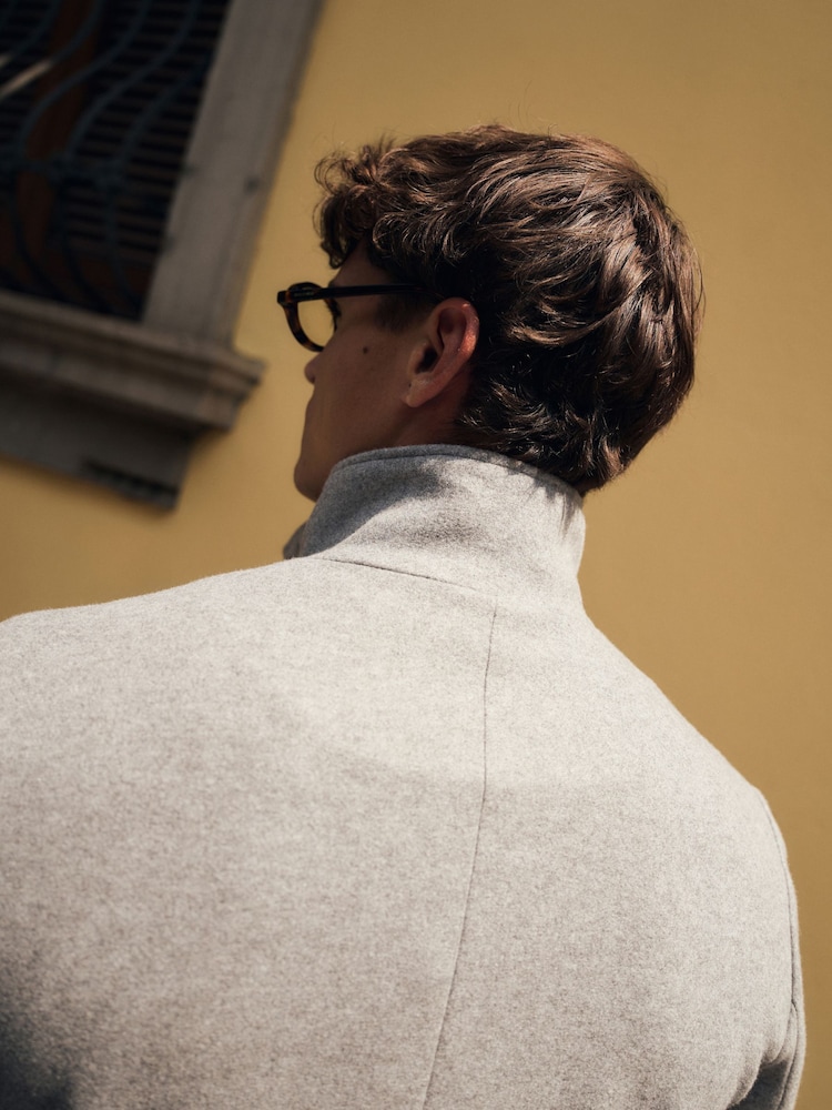 Tailored Athlete Grey Muscle Fit Funnel Neck Overcoat - Image 6 of 6 Tailored Athlete Grey Muscle Fit Funnel Neck Overcoat - Image 6 of 6