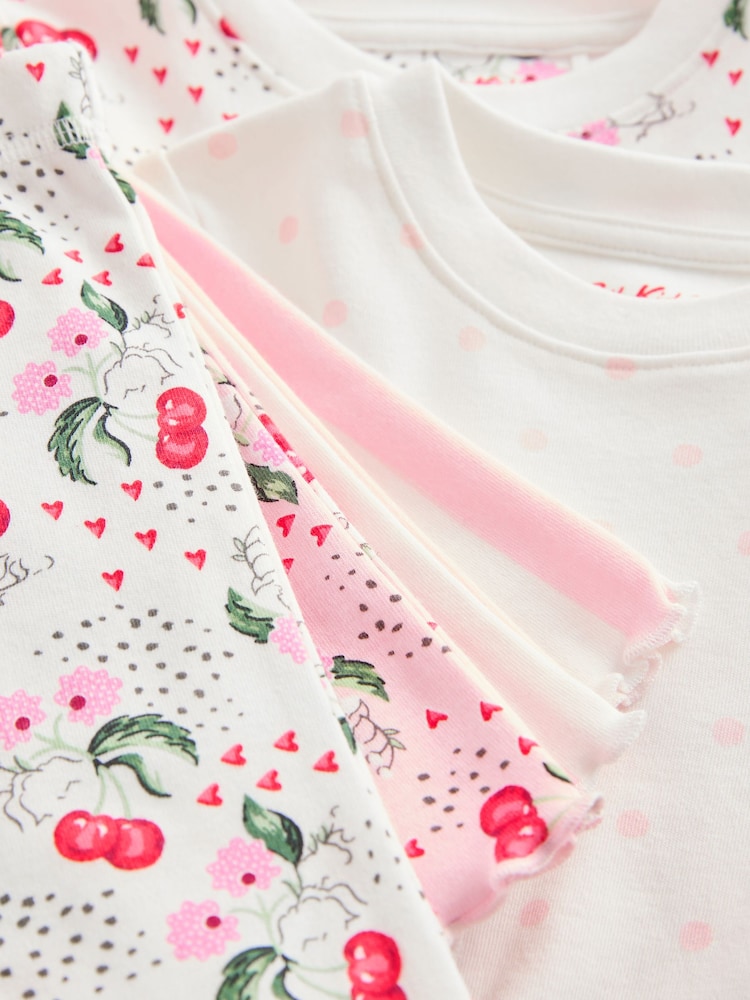 Pink/White 100% Cotton Short Pyjamas 3 Pack - Image 6 of 6