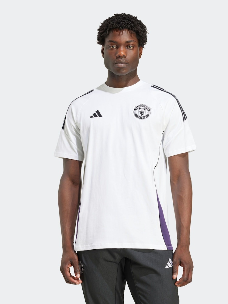 adidas White/Purple Manchester United Tiro 25 Competition Cotton T-Shirt - Image 1 of 6