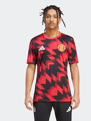 adidas Red Manchester United 25/26 Pre-Match Football Shirt - Image 1 of 8