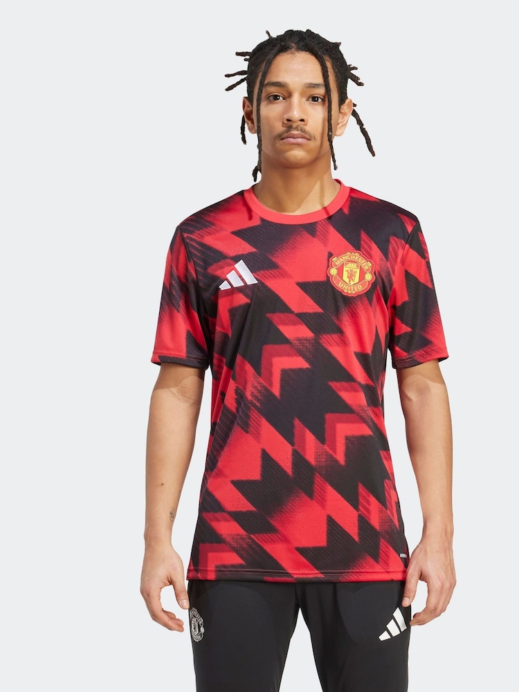 adidas Red Manchester United 25/26 Pre-Match Football Shirt - Image 1 of 8