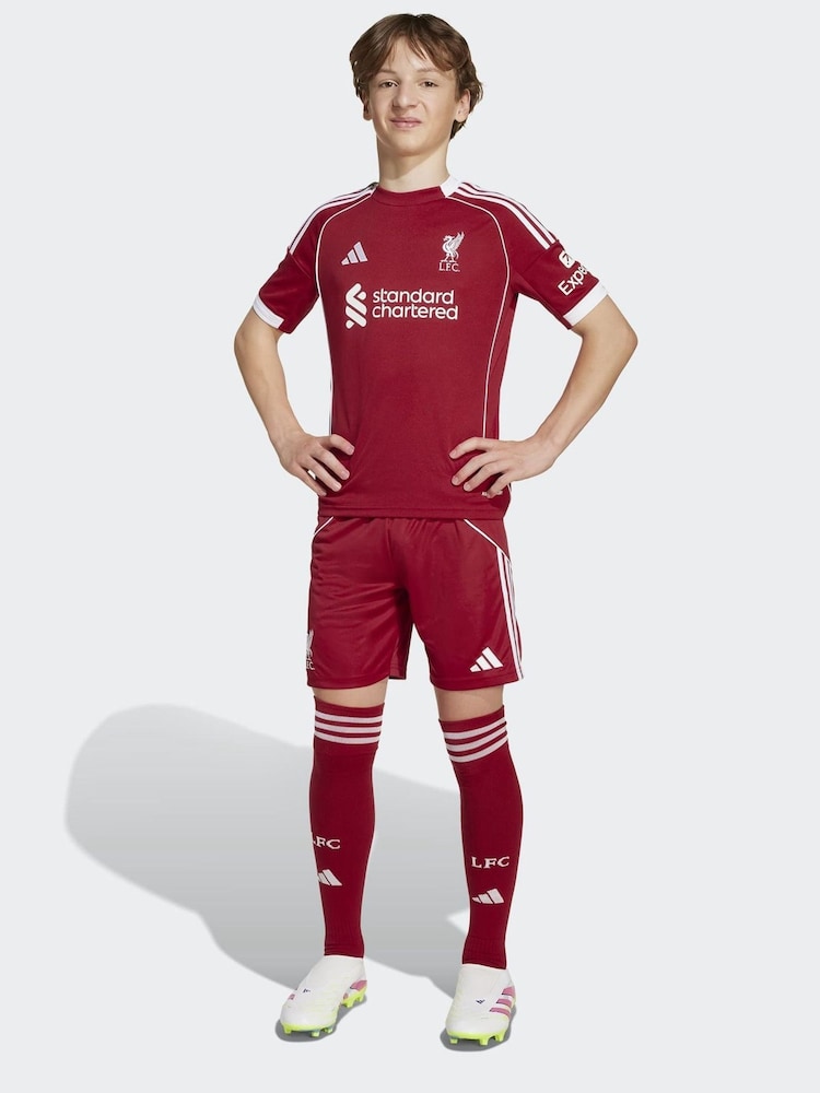 adidas Bright Red Kids Liverpool FC 25/26 Home Shorts - Image 1 of 6