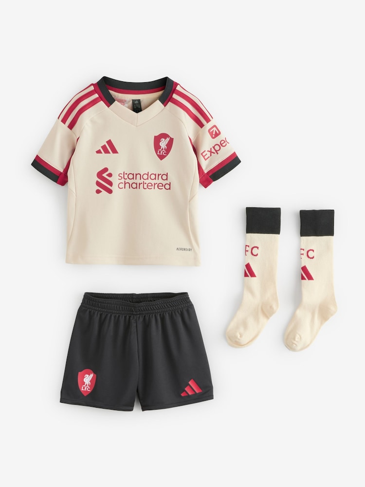 adidas White/Black Mini Kids Liverpool FC 25/26 Away Kit - Image 1 of 1