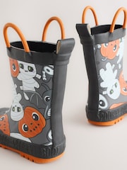 Black/Orange Halloween Handle Pull On Wellies - Image 7 of 8