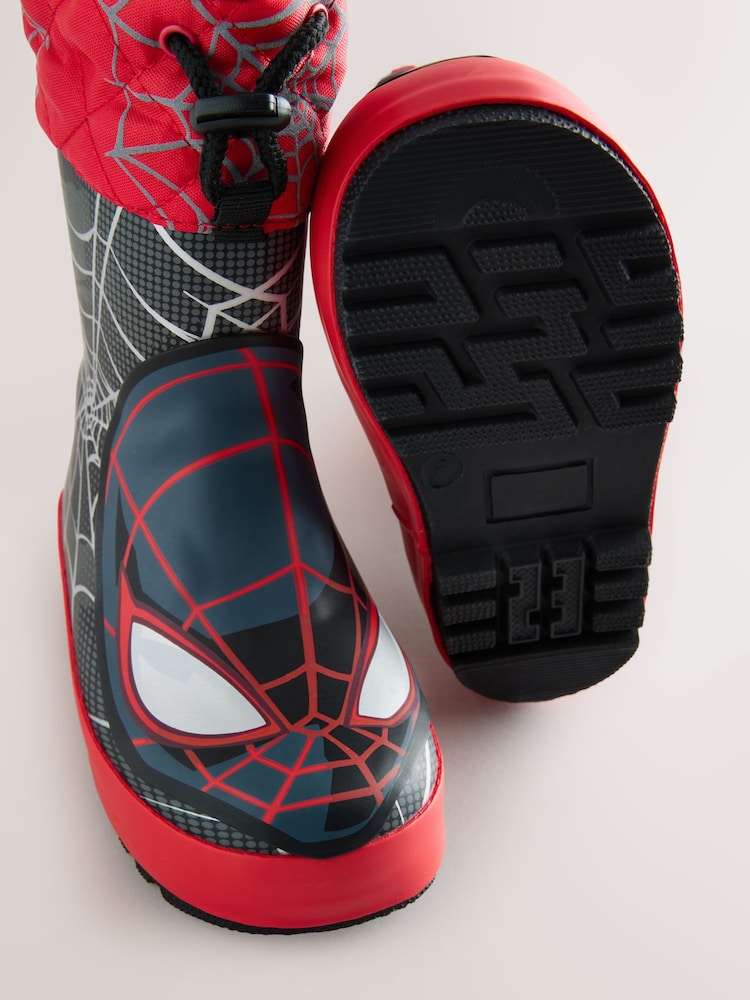Black/Red Spiderman Thermal Thinsulate™ Lined Cuff Wellies - Image 5 of 5 Black/Red Spiderman Thermal Thinsulate™ Lined Cuff Wellies - Image 5 of 5
