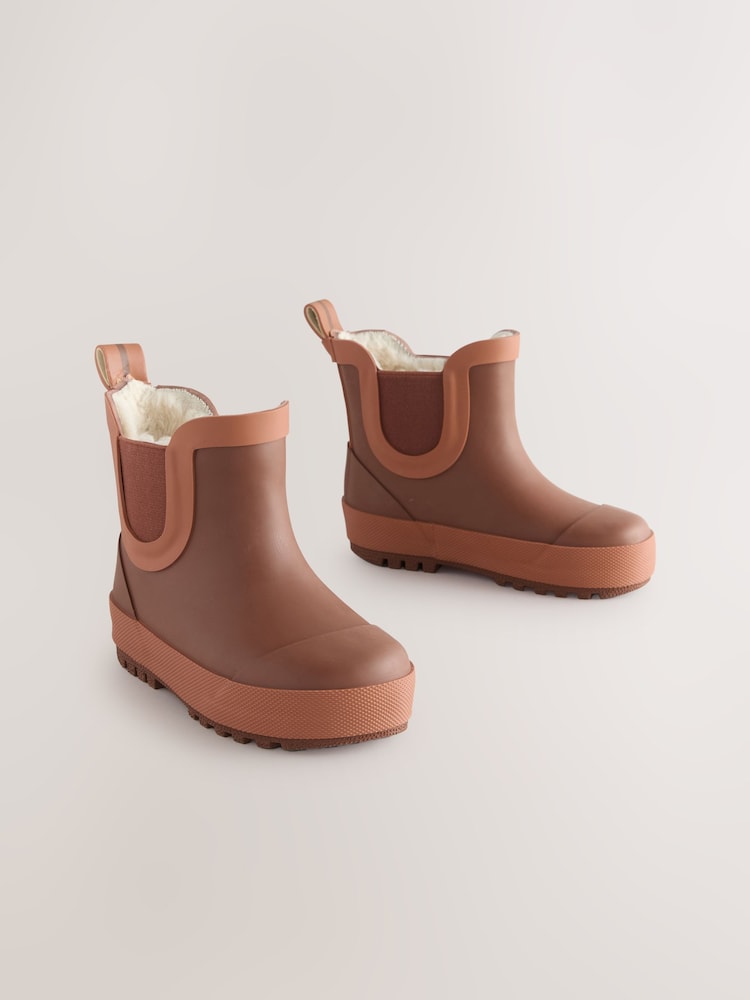 Rostbraun - Warm gefütterte, knöchelhohe Gummistiefel - Bild 1 von 5