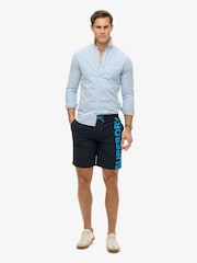 Superdry Navy/Turquoise Classic 19 Logo Board Shorts - Image 1 of 8