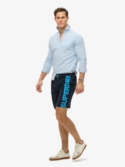 Superdry Navy/Turquoise Classic 19 Logo Board Shorts - Image 2 of 8